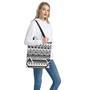 Black And White Polynesian Pattern Print Tote Bag