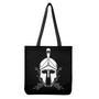 Black And White Spartan Helmet Print Tote Bag