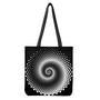 Black And White Spiral Dot Print Tote Bag