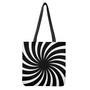 Black And White Vortex Swirl Print Tote Bag