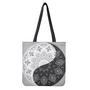 Black And White Yin Yang Mandala Print Tote Bag