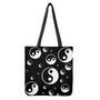 Black And White Yin Yang Pattern Print Tote Bag