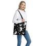 Black And White Yin Yang Pattern Print Tote Bag