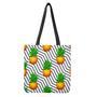 Black Geometric Pineapple Pattern Print Tote Bag