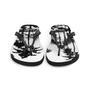 Black White Inky Faded Photo Island Palm Tree Flip Flops