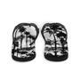 Black White Inky Faded Photo Island Palm Tree Flip Flops