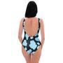 Blue And Black Cow Print One Piece Swimsuite