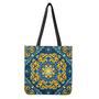 Blue And Gold Bohemian Mandala Print Tote Bag