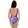 Blue And Pink Butterfly Print One Piece Swimsuite