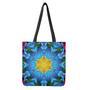 Blue And Pink Flowers Kaleidoscope Print Tote Bag