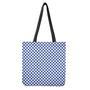 Blue And White Checkered Pattern Print Tote Bag