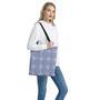 Blue And White Glen Plaid Print Tote Bag