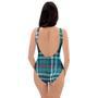 Blue Aqua Plaid Tartan One Piece Swimsuite