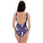 Blue Butterfly Floral Print One Piece Swimsuite