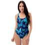 Blue Butterfly Print One Piece Swimsuite