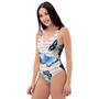 Blue Butterfly Watercolor Print One Piece Swimsuite