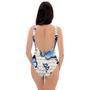 Blue Butterfly Watercolor Print One Piece Swimsuite