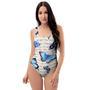 Blue Butterfly Watercolor Print One Piece Swimsuite