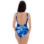 Blue Camo Print One Piece Swimsuite