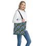 Blue Hawaiian Wildflowers Pattern Print Tote Bag