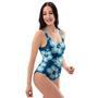 Blue Hibiscus Hawaiian Print One Piece Swimsuite