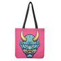 Blue Japanese Demon Print Tote Bag