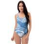 Blue Liquid Marble One Piece Swimsuite