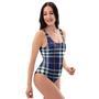 Blue Navy Plaid Tartan One Piece Swimsuite