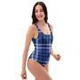 Blue Plaid Tartan One Piece Swimsuite