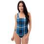 Blue Plaid Tartan Scottish One Piece Swimsuite