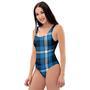 Blue Plaid Tartan Scottish One Piece Swimsuite