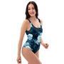 Blue Rose Floral One Piece Swimsuite