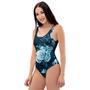 Blue Rose Floral Print One Piece Swimsuite