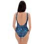 Blue Tribal Aztec Hand Drawn One Piece Swimsuite