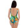 Blue Tropical Hawaiian Pineapple Print One Piece Swimsuite