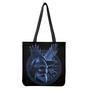 Blue Viking God Odin And Crow Print Tote Bag