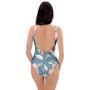 Blue Vintage Floral Print One Piece Swimsuite