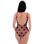 Brown And Black Polka Dot One Piece Swimsuite