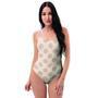 Brown And Cream Polka Dot One Piece Swimsuite