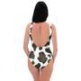 Brown And White Cow Print One Piece Swimsuite