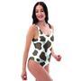 Brown And White Cow Print One Piece Swimsuite