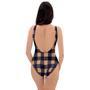 Brown Plaid One Piece Swimsuite