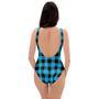 Buffalo Plaid Blue Print One Piece Swimsuite