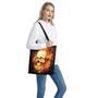 Burning Evil Skull Print Tote Bag