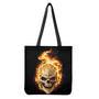 Burning Skull Print Tote Bag