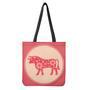 Chinese Flower Ox Zodiac Print Tote Bag