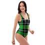 Christmas Tartan Green Plaid Scottish One Piece Swimsuite