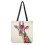 Colorful Giraffe Portrait Print Tote Bag