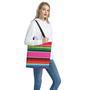 Colorful Mexican Blanket Stripe Print Tote Bag