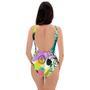 Colorful Mix Fruit Pineapple Hawaiian Print One Piece Swimsuite